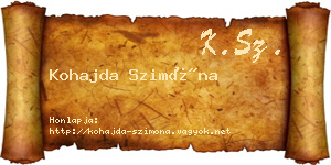 Kohajda Szimóna névjegykártya